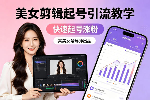 某美女号导师出品：美女剪辑起号引流教学，快速起号涨粉-韬哥副业项目资源网