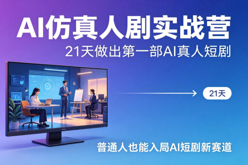 AI仿真人剧实战营,21天做出第一部AI真人短剧,普通人也能入局AI短剧新赛道-韬哥副业项目资源网