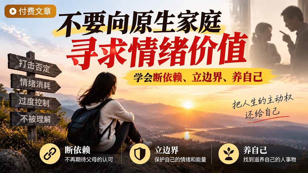 （21132期）付费文章：不要向原生家庭寻求情绪价值，学会断依赖、立边界、养自己-韬哥副业项目资源网