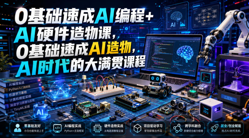 0基础速成AI编程+AI硬件造物课,0基础速成AI造物,AI时代的大满贯课程-韬哥副业项目资源网