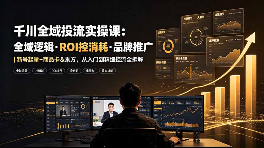 千川全域投流实操课:全域逻辑·ROI控消耗·品牌推广|新号起量+商品卡&乘方,从入门到精细控流全拆解-韬哥副业项目资源网
