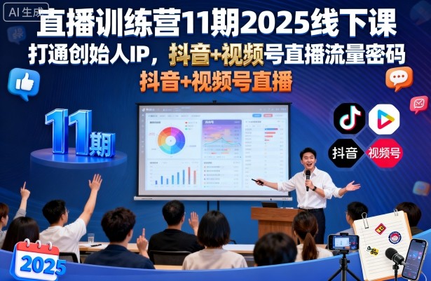 直播训练营11期2025线下课，打通创始人IP，抖音+视频号直播流量密码，教你做出高流量高变现的直播间-韬哥副业项目资源网