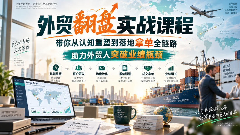 外贸翻盘实战课程,带你从认知重塑到落地拿单全链路,助力外贸人突破业绩瓶颈-韬哥副业项目资源网