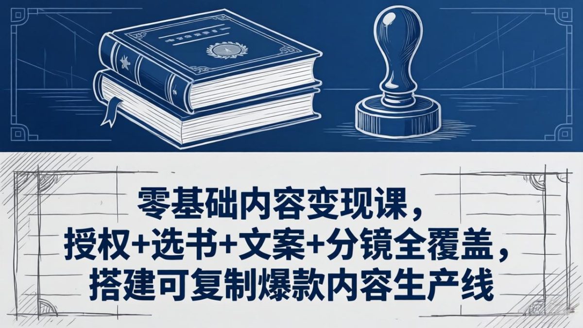 零基础内容变现课，授权+选书+文案+分镜全覆盖，搭建可复制爆款内容生产线-韬哥副业项目资源网