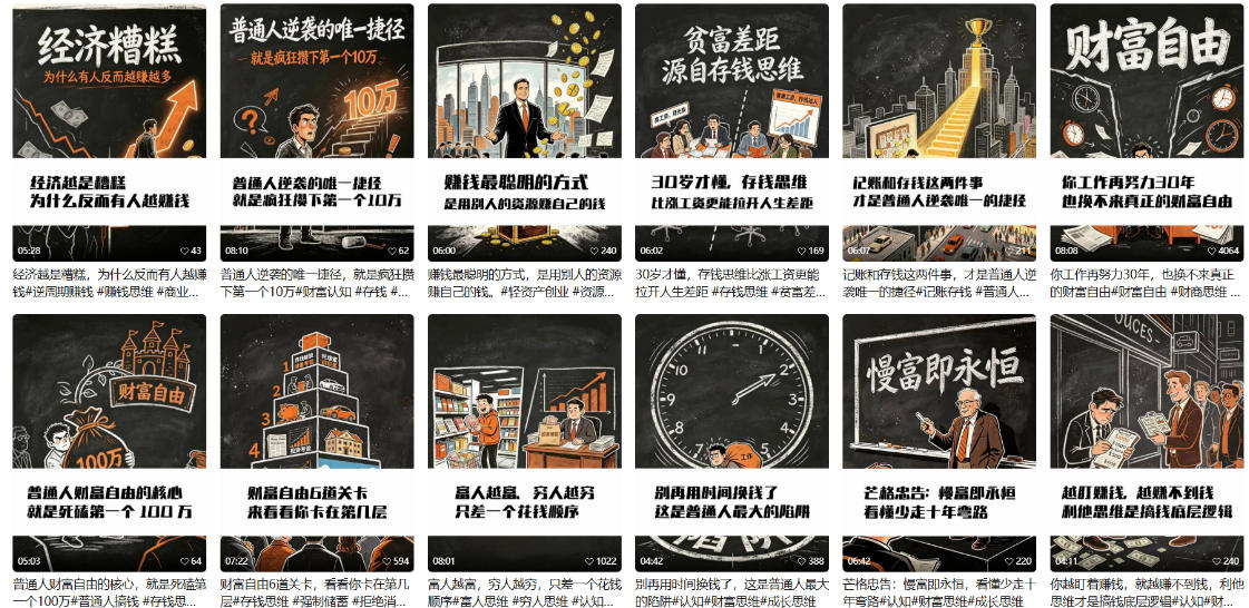 【AI书单】财富书籍图文解读玩法，一键直出，几十条视频，跑出1000单，全流程拆解，新手也可以上手-韬哥副业项目资源网