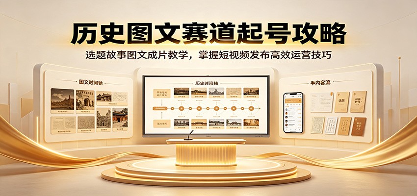 历史图文赛道起号攻略：选题故事图文成片教学，掌握短视频发布高效运营技巧-韬哥副业项目资源网