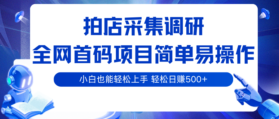 拍店采集调研，全网首码项目，简单易操作， 小白也能轻松上手，轻松日赚500+-韬哥副业项目资源网
