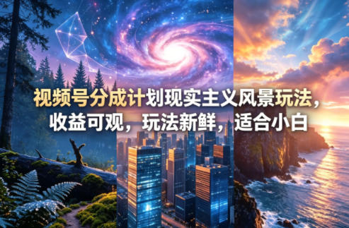 视频号分成计划现实主义风景玩法，收益可观，玩法新鲜，适合小白-韬哥副业项目资源网