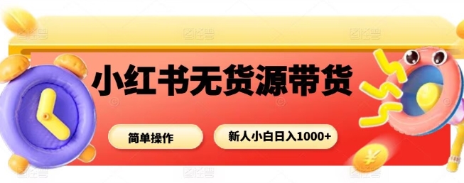 小红书无货源带货项目，简单无脑，新人小白日入多张-韬哥副业项目资源网