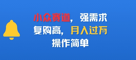 小众赛道，强需求，复购高，月入过w，操作简单-韬哥副业项目资源网