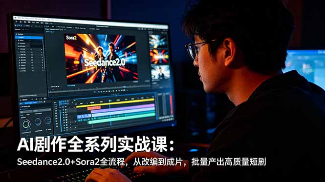 AI剧作全系列实战课：Seedance2.0+Sora2全流程，从改编到成片，批量产出高质量短剧-韬哥副业项目资源网