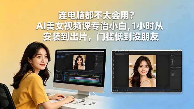 连电脑都不太会用?AI美女视频课专治小白,1小时从安装到出片,门槛低到没朋友-韬哥副业项目资源网