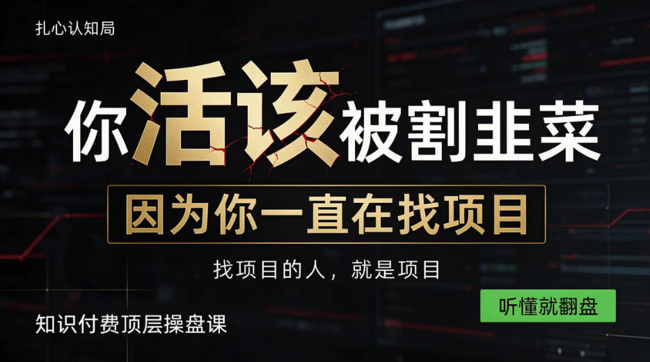 做项目不如卖项目,做知识付费自己当老板,知识付费顶层操盘课,听懂就翻盘【揭秘】-韬哥副业项目资源网