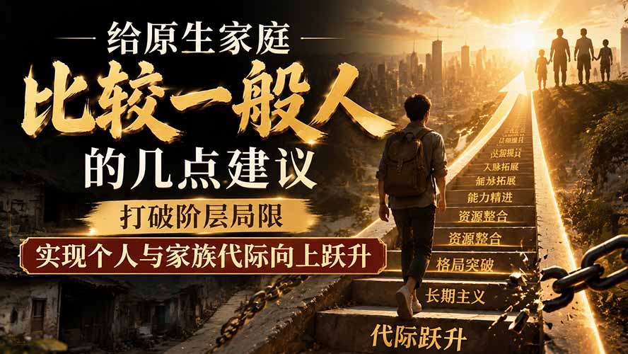 付费文章：给原生家庭比较一般人的几点建议，打破阶层局限，实现个人与家族代际向上跃升-韬哥副业项目资源网