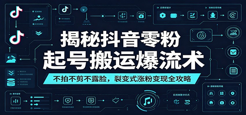 揭秘抖音零粉起号搬运爆流术:不拍不剪不露脸,裂变式涨粉变现全攻略-韬哥副业项目资源网
