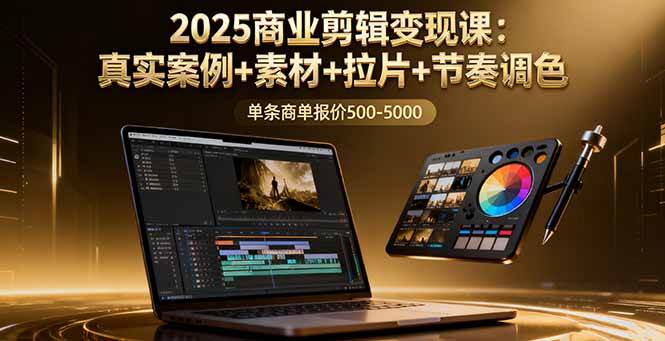 （16130期）2025商业剪辑变现课：真实案例+素材+拉片+节奏调色，单条商单报价500-5000-韬哥副业项目资源网
