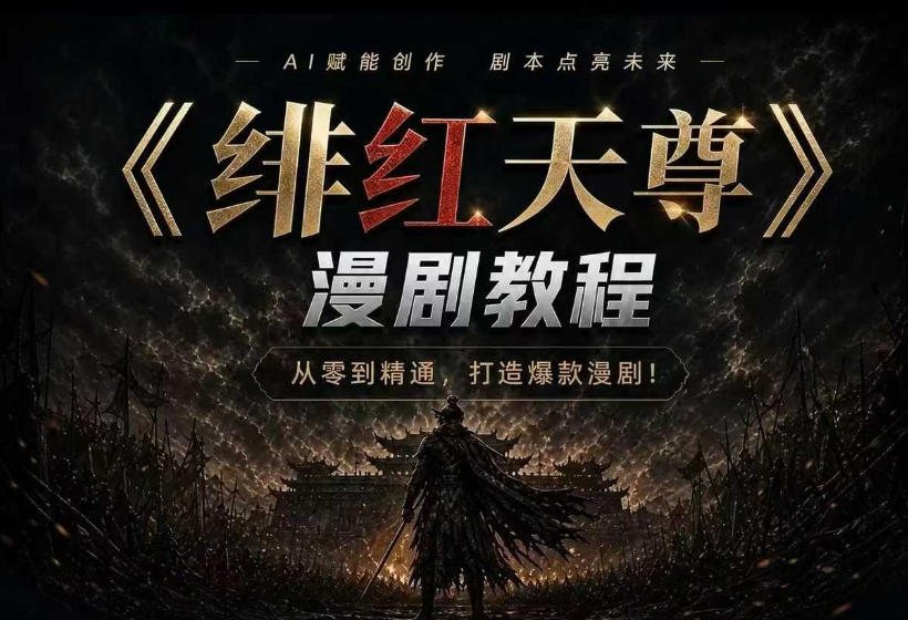 绯红天尊AI漫剧系统教程｜从零入门到精通，工具运用+剧本创作+爆款逻辑+提示词素材+镜头剪辑，全套爆款漫剧落地实战课-韬哥副业项目资源网