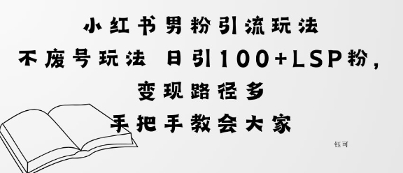 小红书男粉引流玩法不废号玩法日引100+LSP粉，变现路径多-韬哥副业项目资源网