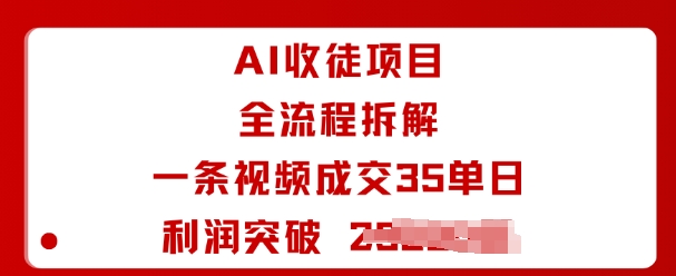 AI收徒项目全流程拆解一条视频成交35单日利润突破1k+-韬哥副业项目资源网