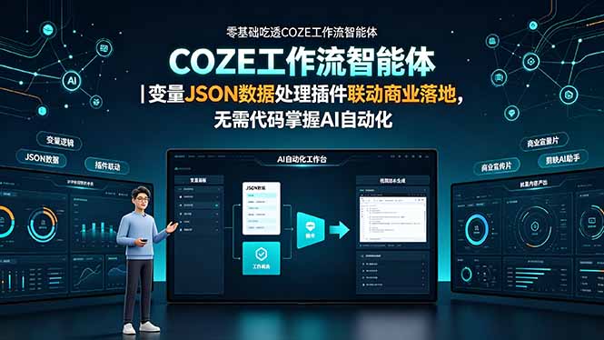零基础吃透COZE工作流智能体|变量JSON数据处理插件联动商业落地,无需代码掌握AI自动化-韬哥副业项目资源网