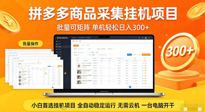 拼多多商品信息全自动采集项目,批量可矩阵,单机轻松日入300+,无需云机一台电脑开干【揭秘】-韬哥副业项目资源网
