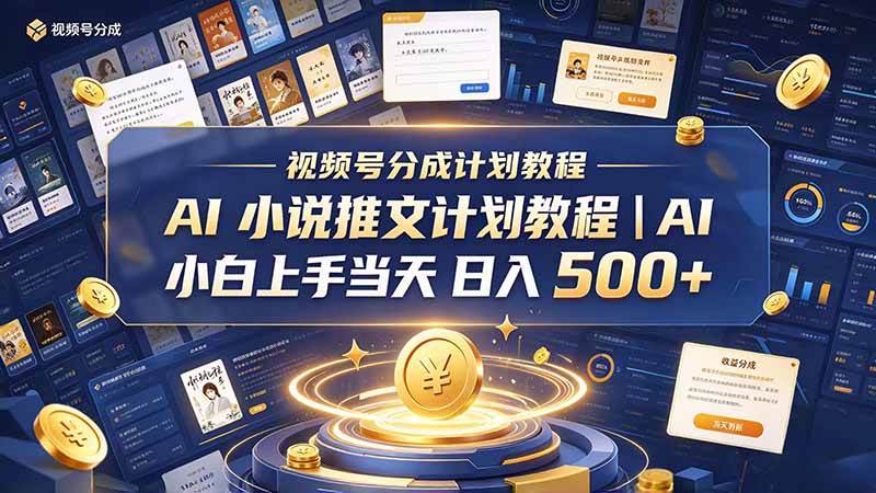 （20937期）最新视频号分成计划教程｜AI 小说推文，小白上手当天日入 500+-韬哥副业项目资源网
