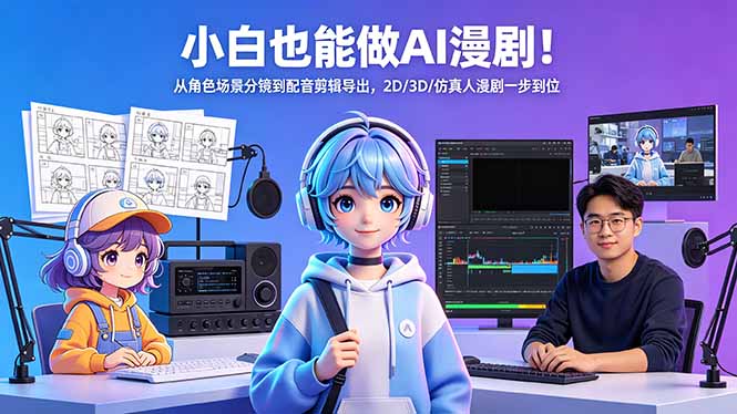 小白也能做AI漫剧!从角色场景分镜到配音剪辑导出,2D/3D/仿真人漫剧一步到位-韬哥副业项目资源网