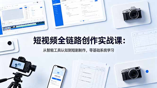 短视频全链路创作实战课:从智能工具认知到短剧制作,零基础系统学习-韬哥副业项目资源网