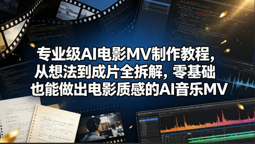 专业级AI电影MV制作教程，从想法到成片全拆解，零基础也能做出电影质感的AI音乐MV-韬哥副业项目资源网