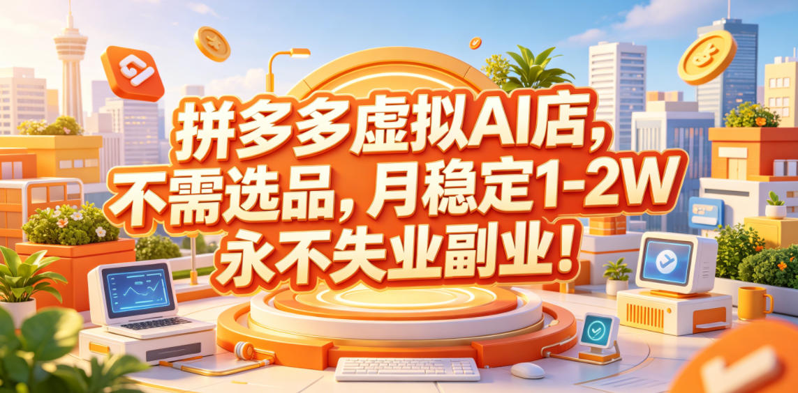 拼多多虚拟AI店，不需选品，月稳定1-2W，永不失业副业！【揭秘】-韬哥副业项目资源网