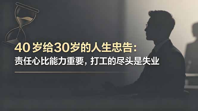 付费文章：40岁给30岁的人生忠告：责任心比能力重要，打工的尽头是失业-韬哥副业项目资源网