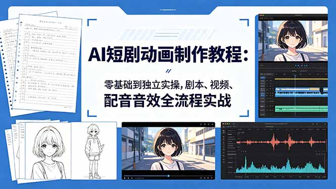 AI短剧动画制作教程:零基础到独立实操,剧本、视频、配音音效全流程实战-韬哥副业项目资源网