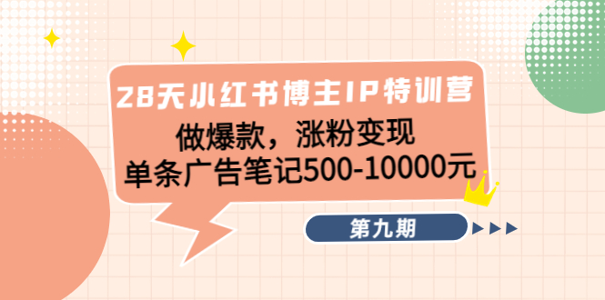 （4267期）28天小红书博主IP特训营《第9期》做爆款，涨粉变现 单条广告笔记500-10000-韬哥副业项目资源网