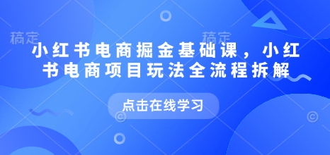 小红书电商掘金课，小红书电商项目玩法全流程拆解（更新9月）-韬哥副业项目资源网