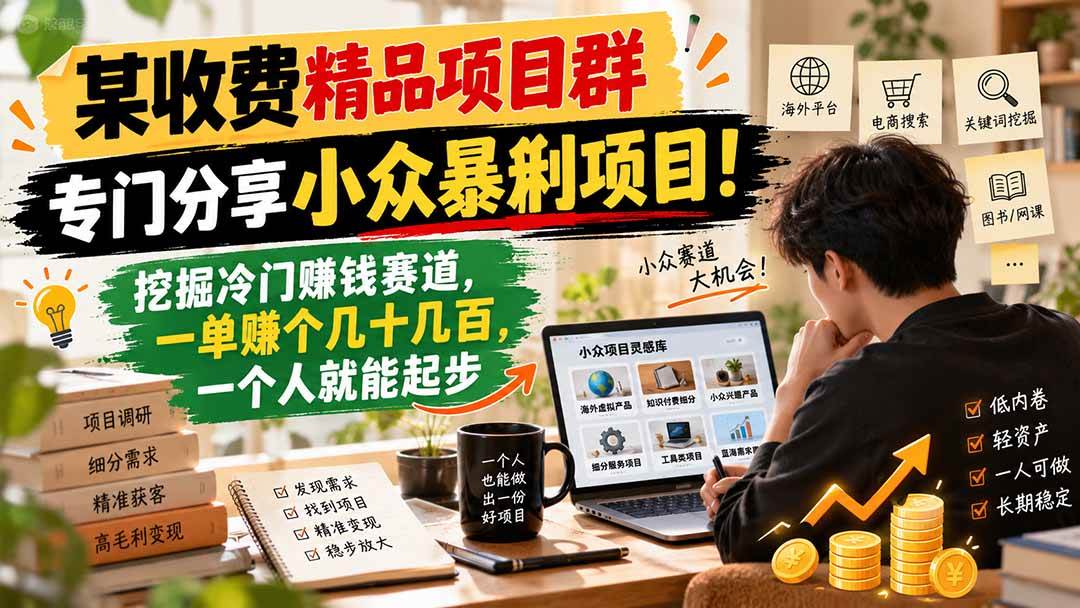 (21185期)某收费精品项目群,专门分享小众暴俐项目!挖掘冷门赚钱赛道,一单赚个几十几百,一个人就能起步 (21185期)某收费精品项目群,专门分享小众暴俐项目!挖掘冷门赚钱赛道,一单赚个几十几百,一个人就能起步
