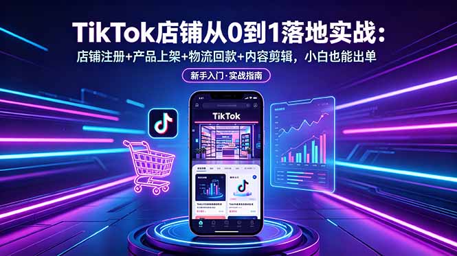 TikTok店铺从0到1落地实战:店铺注册+产品上架+物流回款+内容剪辑,小白也能出单-韬哥副业项目资源网
