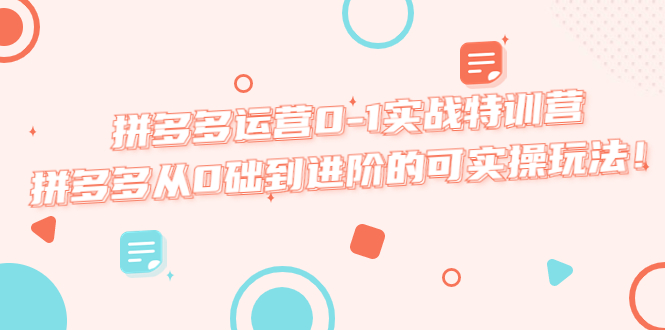 （5521期）拼多多运营0-1实战特训营，拼多多从0础到进阶的可实操玩法！-韬哥副业项目资源网