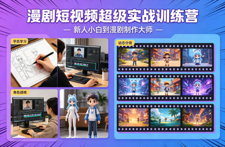 漫剧短视频超级实战训练营，新人小白到漫剧制作大师-韬哥副业项目资源网