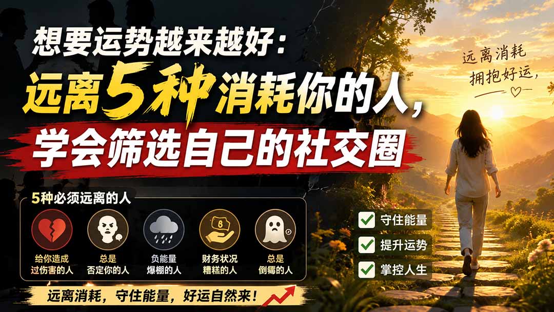 付费文章：想要运势越来越好：远离5种消耗你的人，学会筛选自己的社交圈-韬哥副业项目资源网