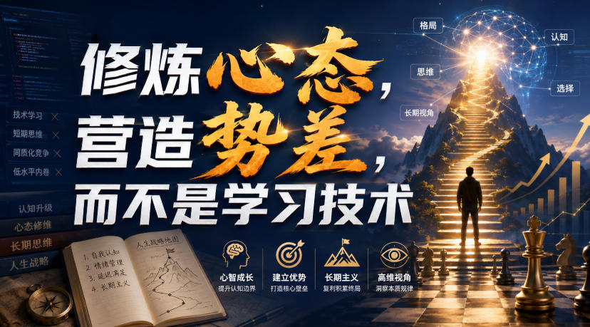 付费文章：修炼心态，营造势差，而不是学习技术-韬哥副业项目资源网