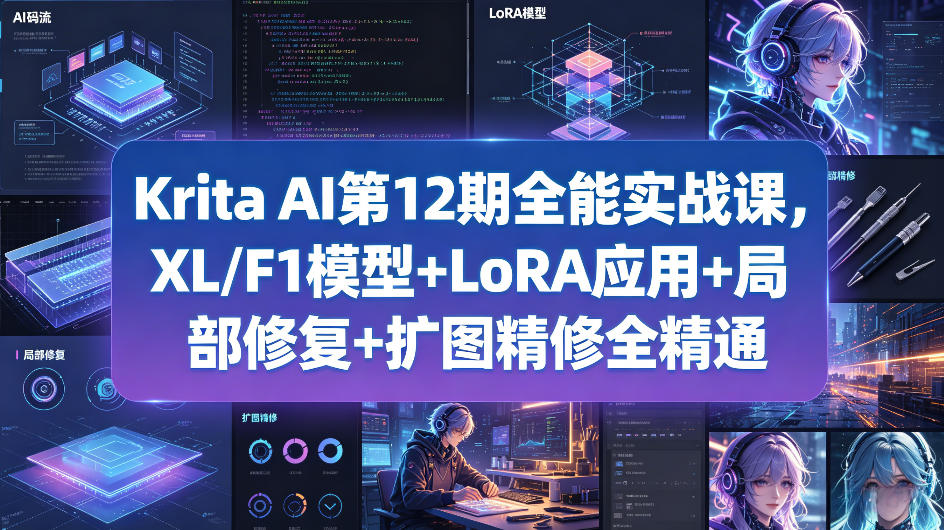 Krita AI第12期全能实战课，XL/F1模型+LoRA应用+局部修复+扩图精修全精通-韬哥副业项目资源网