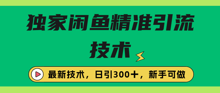 （6635期）独家闲鱼引流技术，日引300＋实战玩法-韬哥副业项目资源网