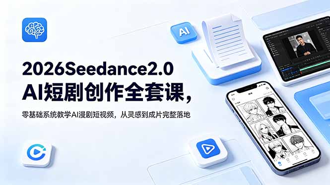 2026Seedance2.0AI短剧创作全套课，零基础系统教学AI漫剧短视频，从灵感到成片完整落地-韬哥副业项目资源网