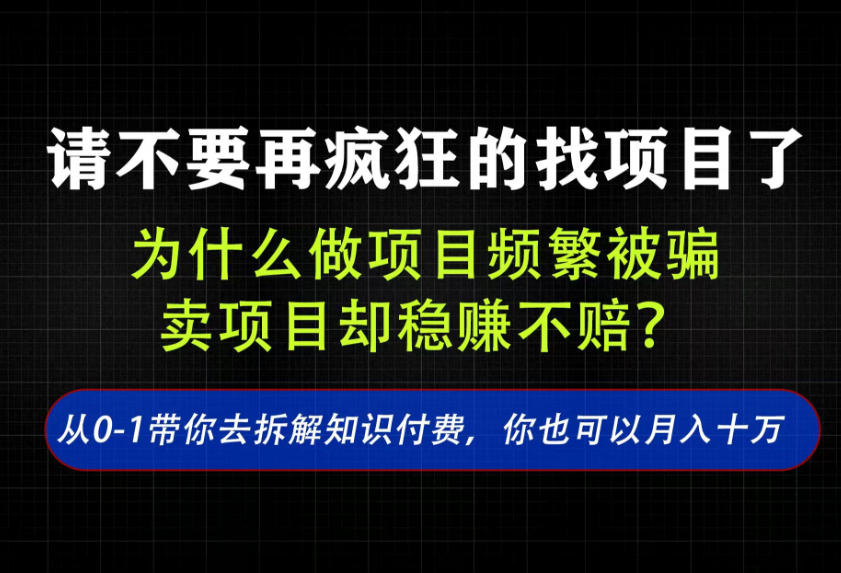找项目？别傻了！卖项目才是真的一本万利！看完你全都懂了【揭秘】-韬哥副业项目资源网