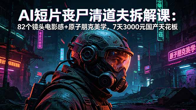 AI短片《丧尸清道夫》拆解课：82个镜头电影感+原子朋克美学，7天3000元国产天花板-韬哥副业项目资源网