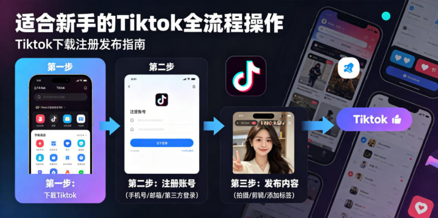 Tiktok下载注册发布，适合新手的Tiktok全流程操作-韬哥副业项目资源网