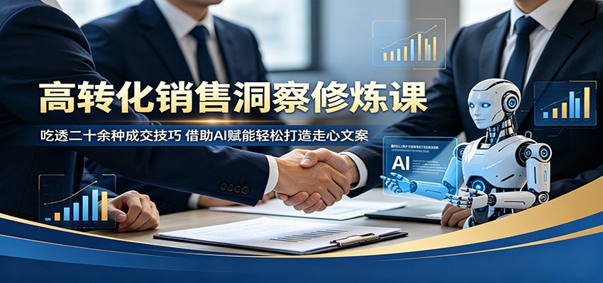 高转化销售洞察修炼课：吃透二十余种成交技巧，借助AI赋能轻松打造走心文案-韬哥副业项目资源网
