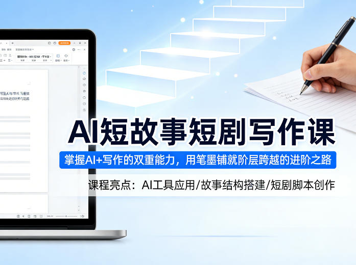 AI短故事短剧写作课，掌握AI+写作的双重能力，用笔墨铺就阶层跨越的进阶之路-韬哥副业项目资源网