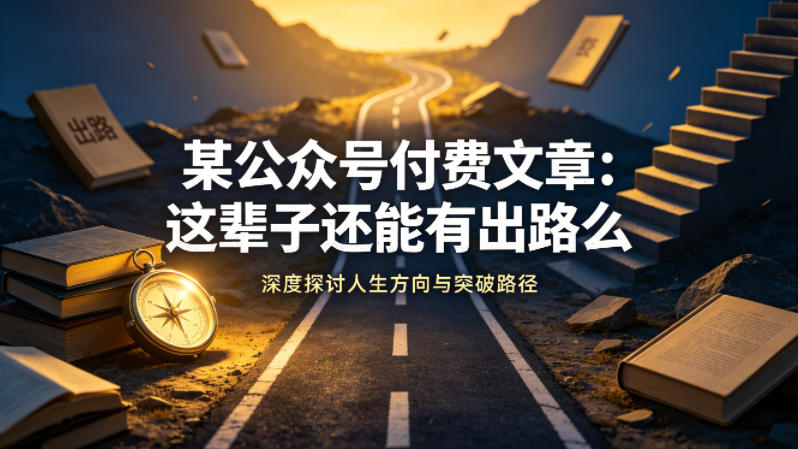某公众号付费文章：这辈子还能有出路么-韬哥副业项目资源网