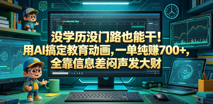 没学历没门路也能干！用AI搞定教育动画，一单纯賺700+，全靠信息差闷声发大财【揭秘】-韬哥副业项目资源网